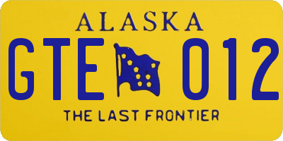 AK license plate GTE012