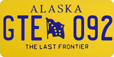 AK license plate GTE092