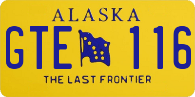 AK license plate GTE116