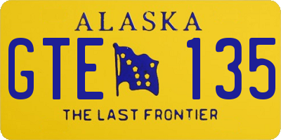 AK license plate GTE135