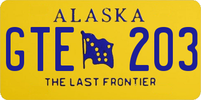 AK license plate GTE203