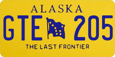 AK license plate GTE205
