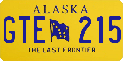 AK license plate GTE215