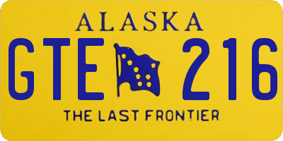 AK license plate GTE216