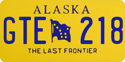 AK license plate GTE218