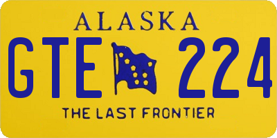 AK license plate GTE224