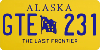 AK license plate GTE231