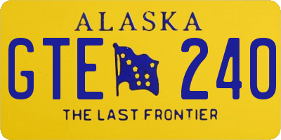 AK license plate GTE240