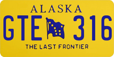 AK license plate GTE316