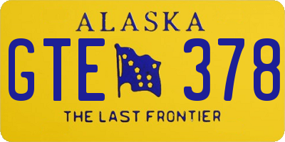 AK license plate GTE378