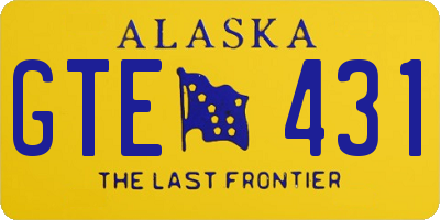 AK license plate GTE431