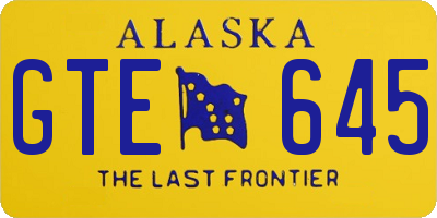 AK license plate GTE645