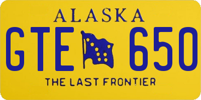 AK license plate GTE650