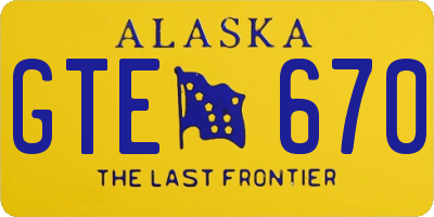 AK license plate GTE670