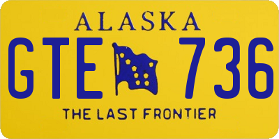 AK license plate GTE736