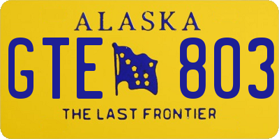 AK license plate GTE803