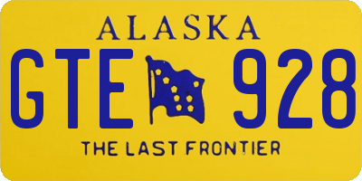 AK license plate GTE928