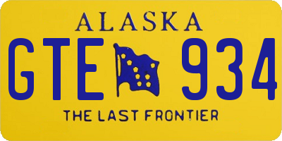 AK license plate GTE934