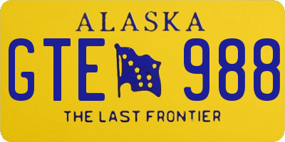 AK license plate GTE988