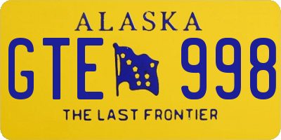 AK license plate GTE998