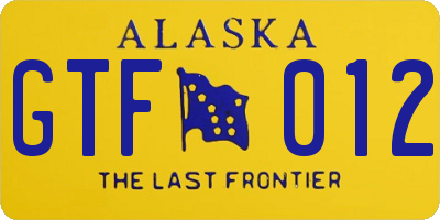 AK license plate GTF012