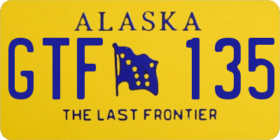 AK license plate GTF135