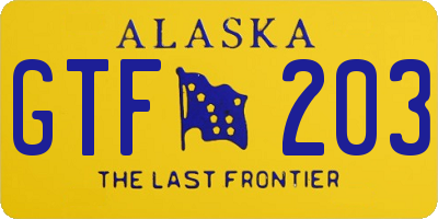 AK license plate GTF203