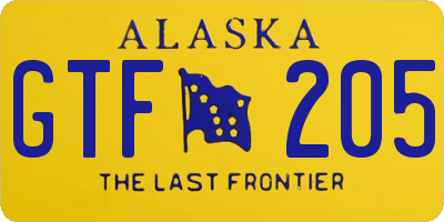 AK license plate GTF205
