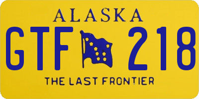 AK license plate GTF218