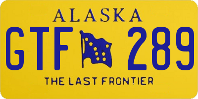 AK license plate GTF289