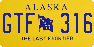 AK license plate GTF316