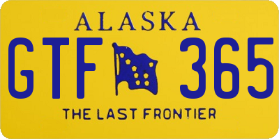 AK license plate GTF365