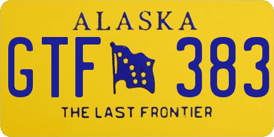 AK license plate GTF383