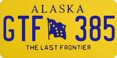 AK license plate GTF385