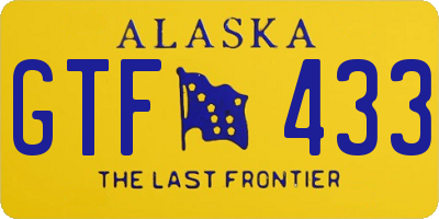 AK license plate GTF433