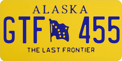 AK license plate GTF455