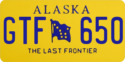 AK license plate GTF650