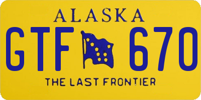 AK license plate GTF670