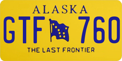 AK license plate GTF760