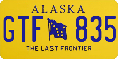 AK license plate GTF835