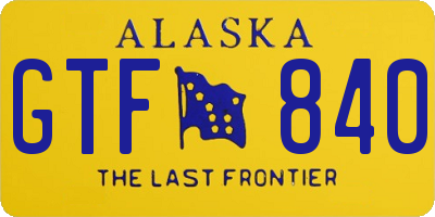 AK license plate GTF840