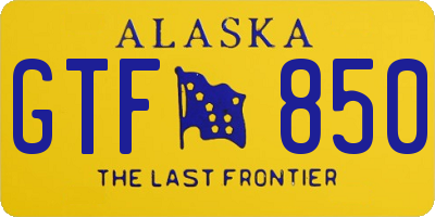 AK license plate GTF850