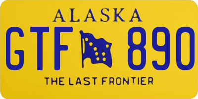 AK license plate GTF890