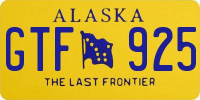 AK license plate GTF925