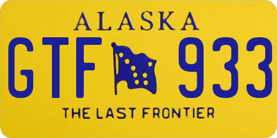 AK license plate GTF933