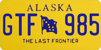 AK license plate GTF985