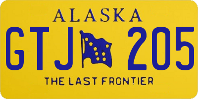 AK license plate GTJ205