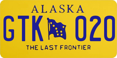 AK license plate GTK020
