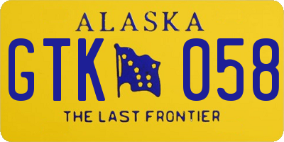 AK license plate GTK058