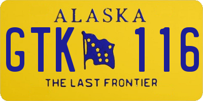 AK license plate GTK116
